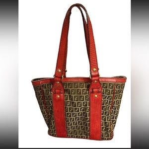 FENDI ZUCCHINO CANVAS SHOULDER BAG AUTHENTIC